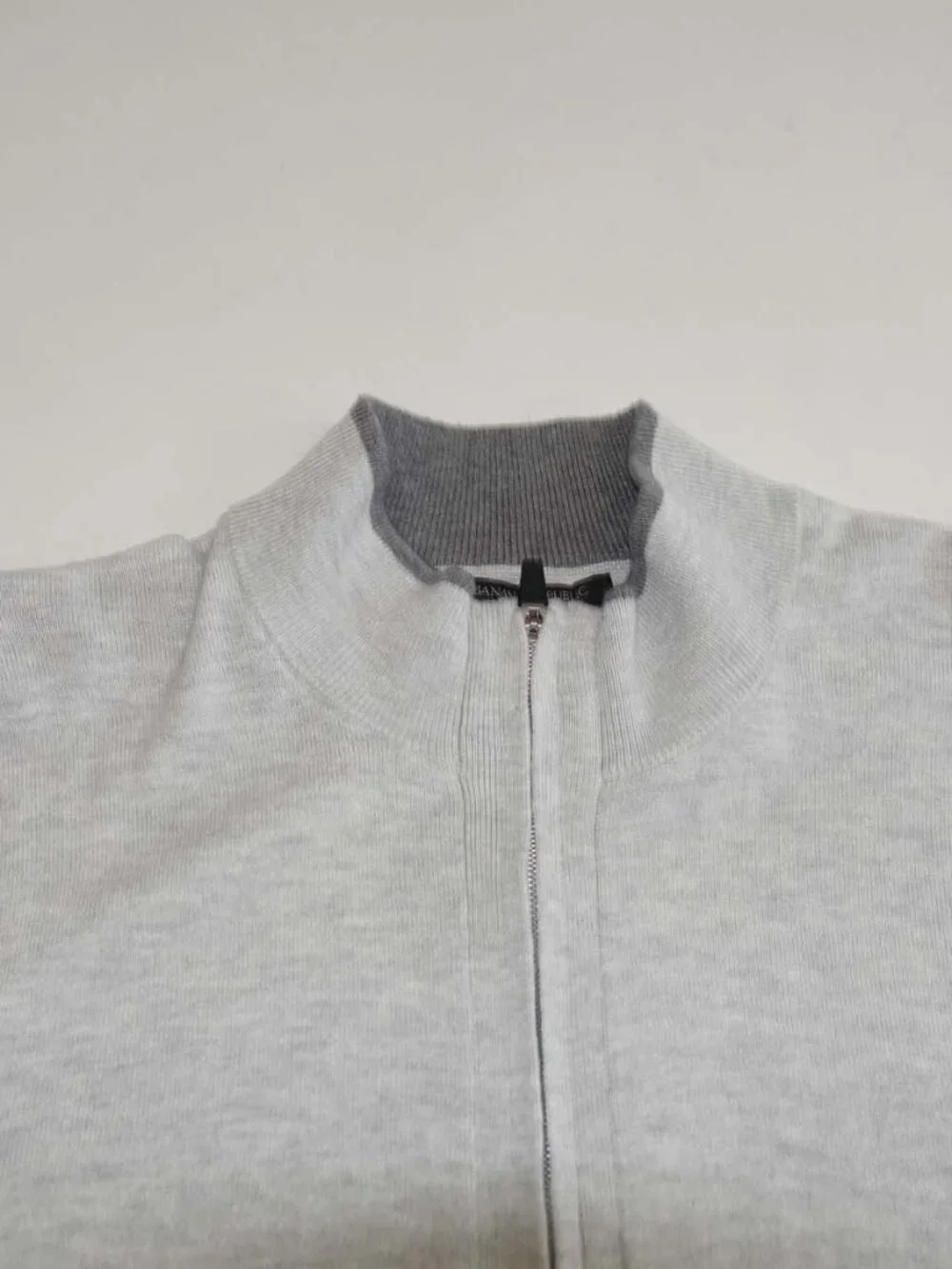 Banana Republic Men's Full Zip Front Sweater Large Light Gray Cotton Blend L